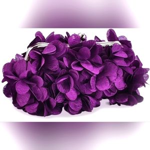 Elegant Purple 3D Flower Petals Bejeweled Purse